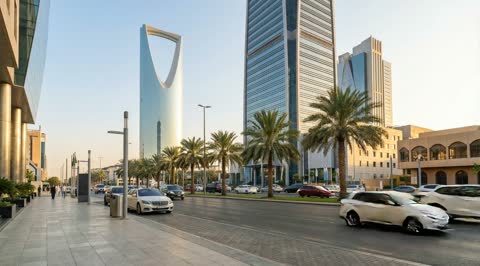 Kingdom Centre Riyadh Street Traffic Video
