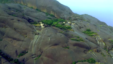 Ghayah Village Mountain Stone Houses Aerial Video