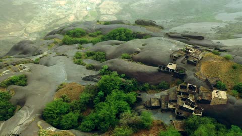 Ancient Stone Village Saudi Arabia Aerial Drone Footage