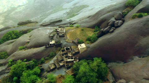 Ghaya Village Mountain Ruins Aerial Drone Footage