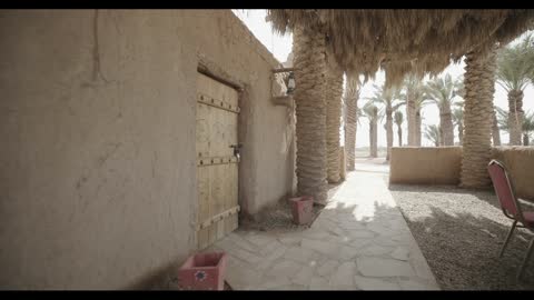 Traditional Saudi Arabia Mud House Courtyard Tracking Shot