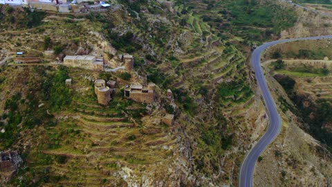 جبال طلان جازان تصوير جوي للطريق الجبلي