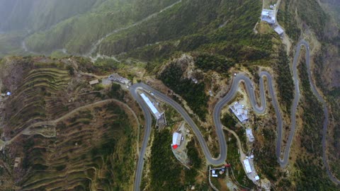 جبال طلان جازان تصوير جوي للطرق المتعرجة