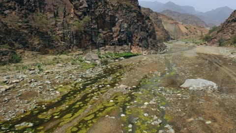 Tallan Mountains Jazan Rocky Valley Stream Footage