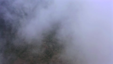 Talan Mountains Jazan Foggy Aerial Drone Footage