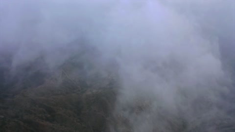 Talan Mountains Jazan Aerial Mist Footage
