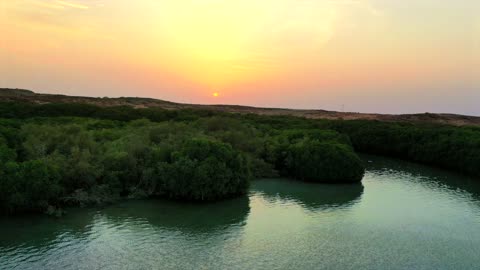 غروب الشمس في جزر فرسان جازان تصوير جوي