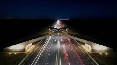 بوابة مكة طريق جدة السريع لقطات جوية ليلية