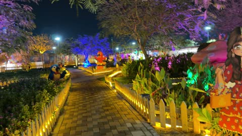 حديقة العجائب الجبيل السعودية إضاءة ليلية