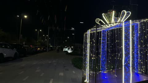 Eid Celebration Dammam Waterfront Night Lighting Footage