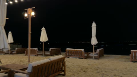 Banana Beach Khobar Night Outdoor Seating Footage