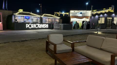 Banana Beach Khobar Nights Outdoor Seating at Night