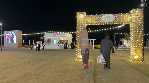 Banana Beach Al Khobar Night Walking Footage