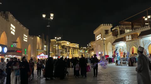 Global Village Dubai Night Crowd and Pavilions Footage
