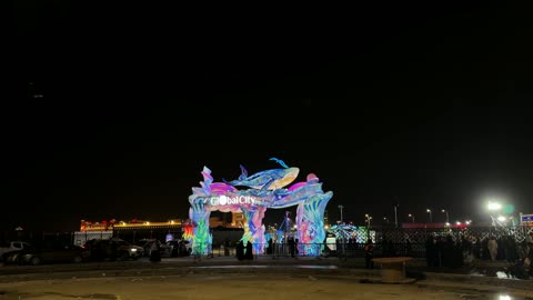 فيديو إضاءة مدخل المدينة العالمية ليلاً