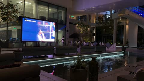 Outdoor Screen Football Match Night Mall Footage