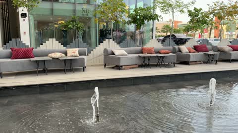 Outdoor Seating Area and Water Fountain Commercial Plaza