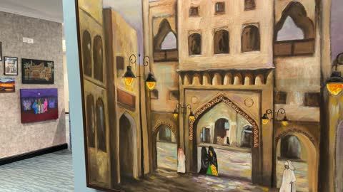 Saudi Heritage Oil Painting in Art Gallery