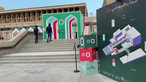 People Walking Up Stairs at Outdoor Cultural Event