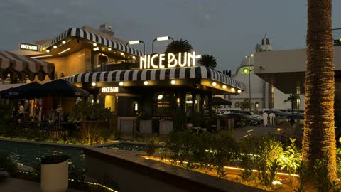 Modern Restaurant Building Night View Saudi Arabia Footage