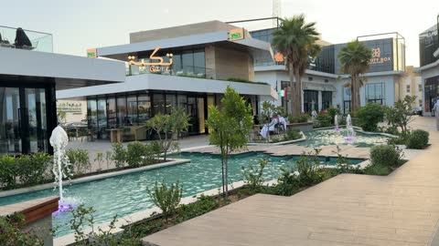 Modern Outdoor Shopping Plaza Saudi Arabia Fountain Video