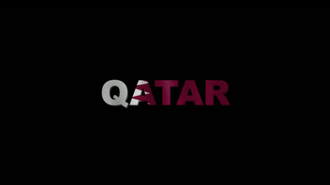 Qatar National Flag Text Graphic on Black Background