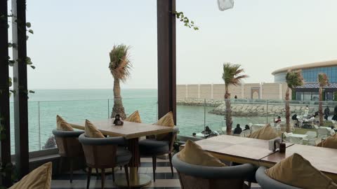Outdoor Terrace Restaurant Sea View Video Footage