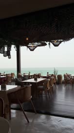 Seaside Restaurant Terrace Overlooking the Ocean