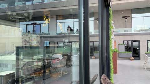 Modern Outdoor Restaurant Terrace and Cafe Panning Footage