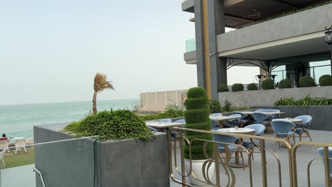 Modern Seaside Restaurant Terrace Outdoor Panning Clip