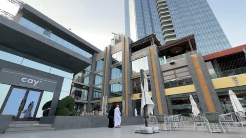 Modern Urban Commercial Plaza People Walking Daylight