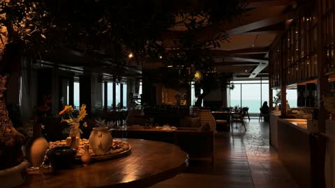 Luxury Restaurant Interior Sea View Indoor Footage