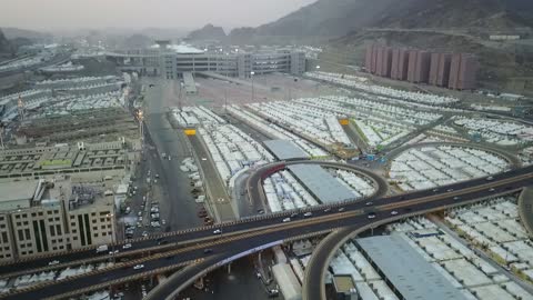 Mina Tent City Makkah Saudi Arabia Aerial Drone Footage