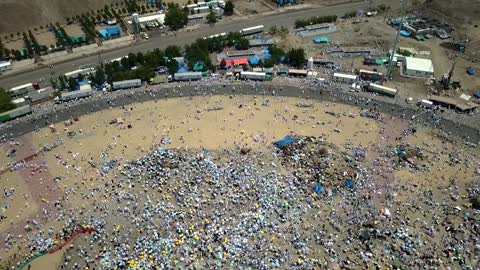 Mount Arafat Mecca Hajj Pilgrims Aerial Drone Footage