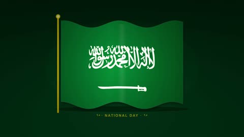 علم المملكة العربية السعودية يرفرف فيديو اليوم الوطني
