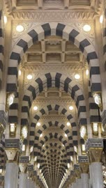 داخلية المسجد النبوي في المدينة المنورة فيديو الأقواس