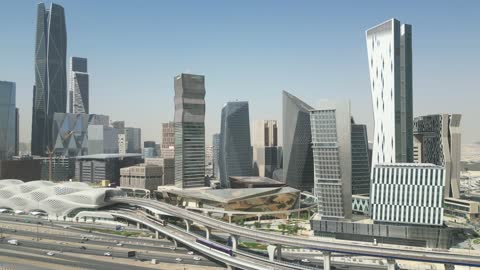 King Abdullah Financial District Riyadh Skyline Aerial