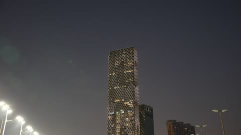 Modern Skyscraper in Jeddah Saudi Arabia at Night