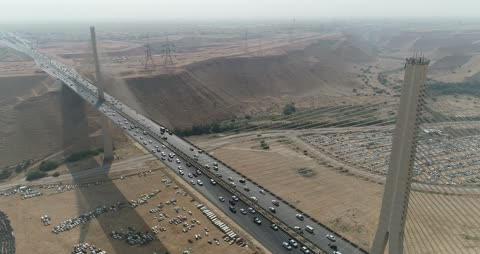 Wadi Laban Bridge Riyadh Aerial Drone Traffic Footage