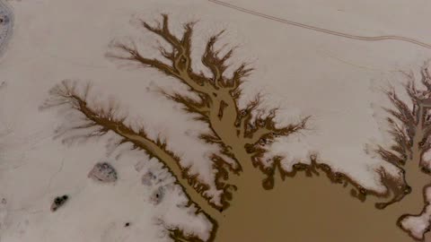 Aerial Desert Water Erosion Pattern Drone Footage