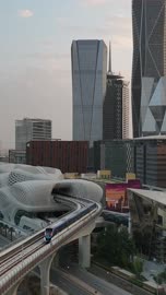 Riyadh Metro Train at KAFD Saudi Arabia Urban Skyline