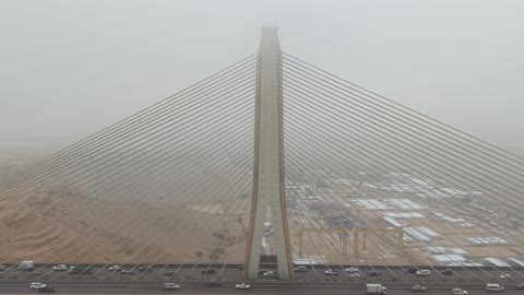 Wadi Laban Bridge Riyadh Aerial Traffic Footage