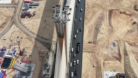 Cable Stayed Bridge Construction Aerial Drone Footage