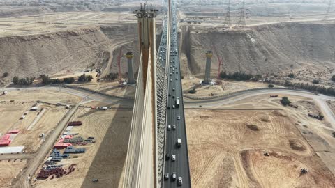 Wadi Laban Bridge Riyadh Saudi Arabia Aerial Traffic