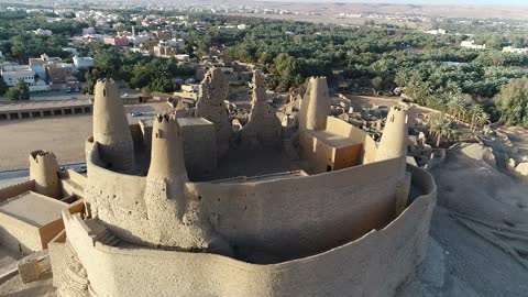 Diriyah Riyadh Historic Mud Brick Ruins Aerial Drone