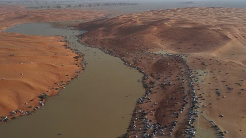 لقطات جوية لروضة الخرارة الرياض بحيرة الصحراء