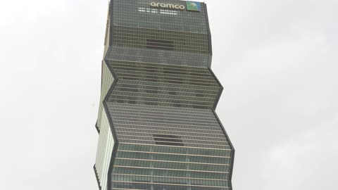 Aramco Building Saudi Arabia Modern Skyscraper Footage