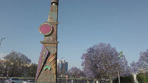 Jacaranda Trees and Monument in Abha Saudi Arabia