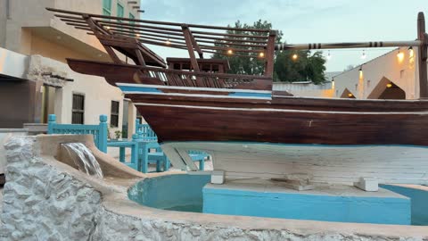 Traditional Wooden Dhow Boat Fountain Courtyard Video