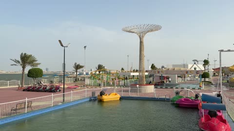 Amusement Park Waterfront Coastal Static Video Footage